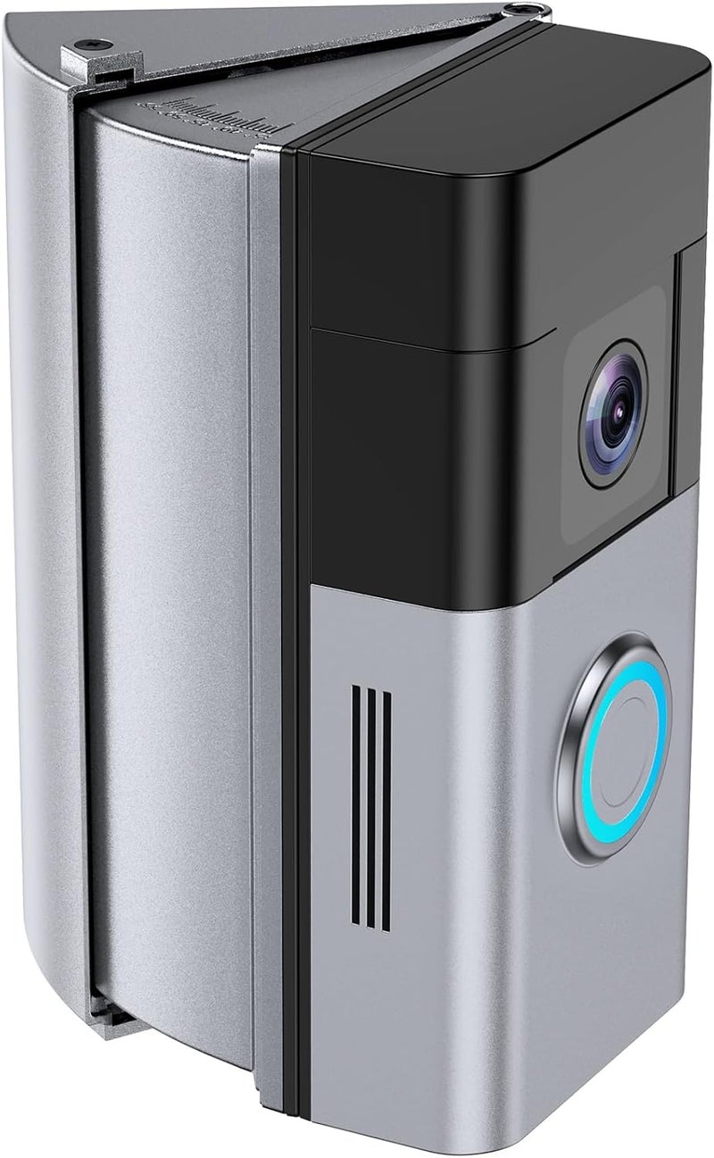 NANW Adjustable 30 to 55 Degree Doorbell Angle Mount Compatible with Video Doorbell 1/2/3/4/Wired/Pro/(2020 Release), Replacement Mounting Bracket Wedge Kit, Silver - Image 1